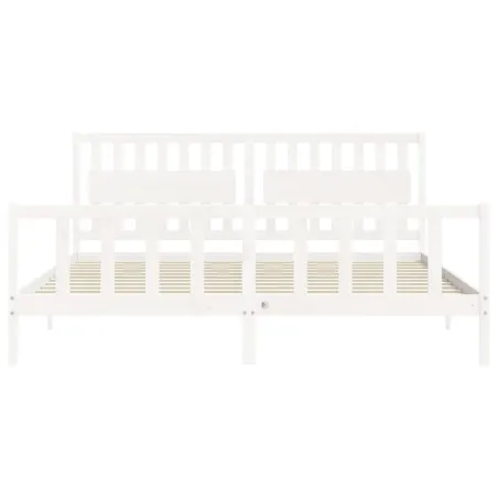 Cadre de lit sans matelas blanc 200x200 cm bois massif de pin