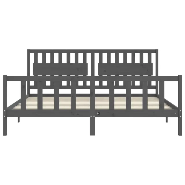 Cadre de lit sans matelas gris 200x200 cm bois massif de pin