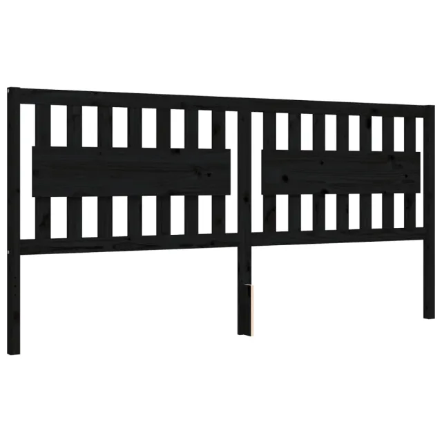 Cadre de lit sans matelas noir 200x200 cm bois massif de pin