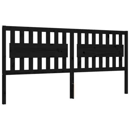 Cadre de lit sans matelas noir 200x200 cm bois massif de pin