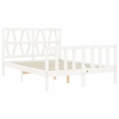 Cadre de lit sans matelas blanc bois de pin massif