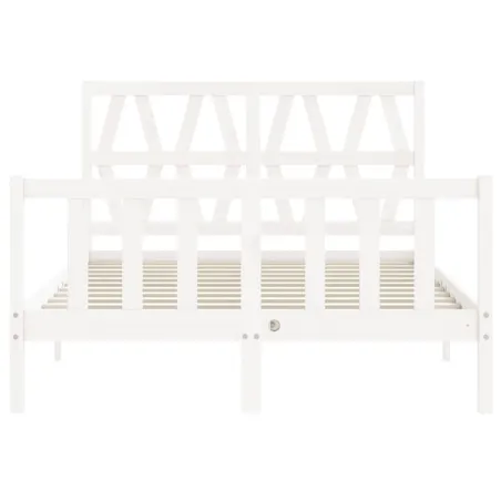 Cadre de lit sans matelas blanc bois de pin massif