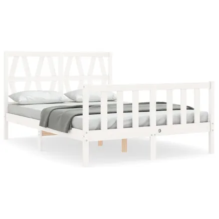 Cadre de lit sans matelas blanc 120x200 cm bois de pin massif 2