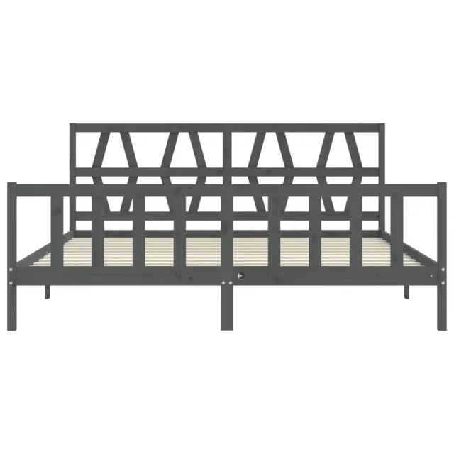 Cadre de lit sans matelas gris 200x200 cm bois massif de pin