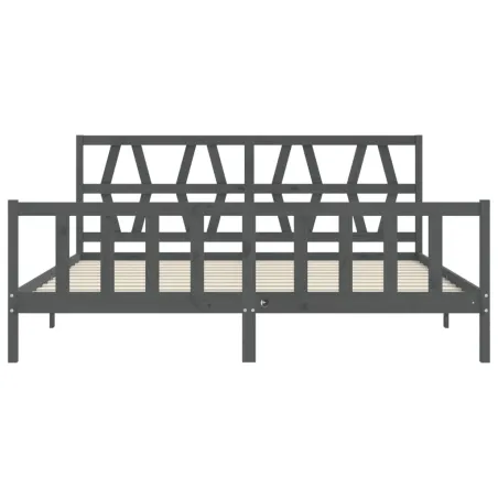 Cadre de lit sans matelas gris 200x200 cm bois massif de pin