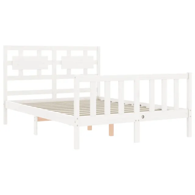 Cadre de lit sans matelas blanc bois de pin massif