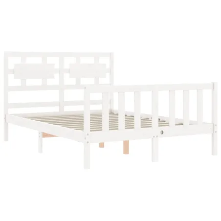 Cadre de lit sans matelas blanc bois de pin massif
