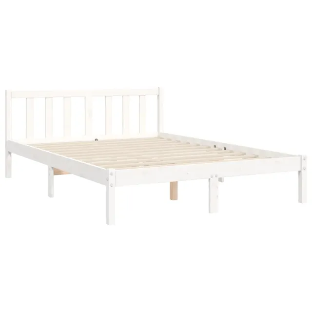 Cadre de lit sans matelas blanc bois de pin massif