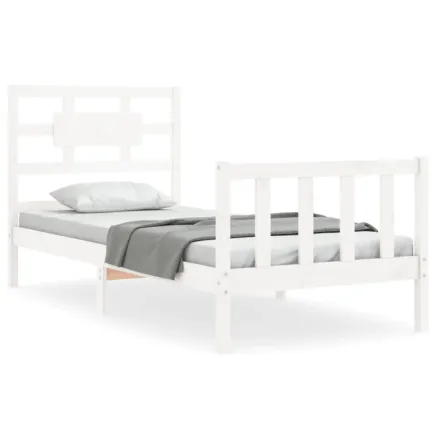 Cadre de lit sans matelas blanc 90x200 cm bois de pin massif 2