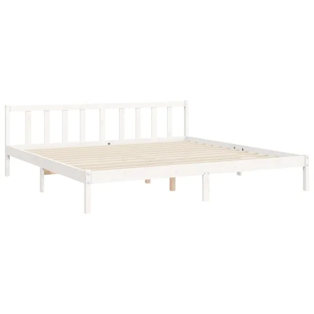 Cadre de lit sans matelas blanc bois massif de pin