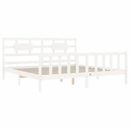 Cadre de lit sans matelas blanc 200x200 cm bois massif de pin