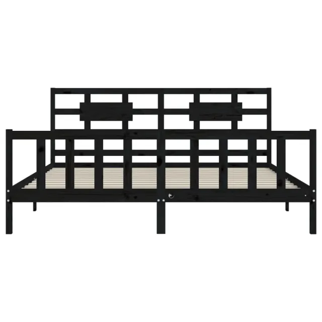 Cadre de lit sans matelas noir 200x200 cm bois massif de pin