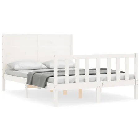 Cadre de lit sans matelas blanc 140x190 cm bois de pin massif