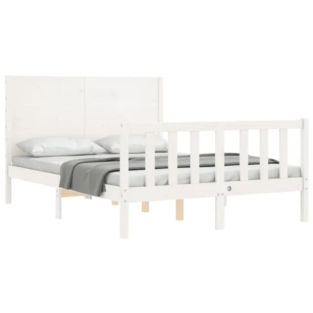 Cadre de lit sans matelas blanc 140x190 cm bois de pin massif