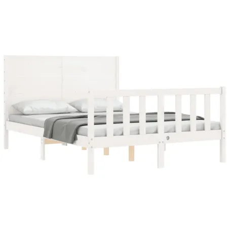 Cadre de lit sans matelas blanc 140x190 cm bois de pin massif