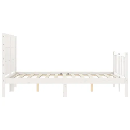 Cadre de lit sans matelas blanc 140x190 cm bois de pin massif