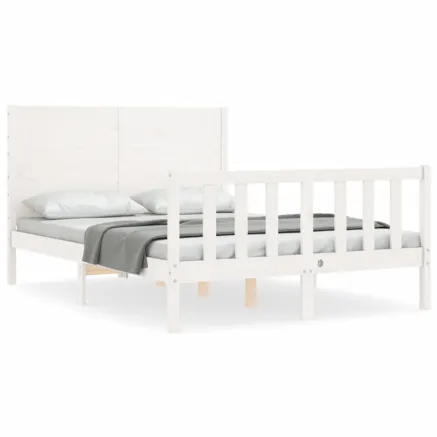 Cadre de lit sans matelas blanc 140x200 cm bois de pin massif 2