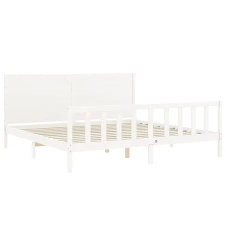 Cadre de lit sans matelas blanc 200x200 cm bois massif de pin