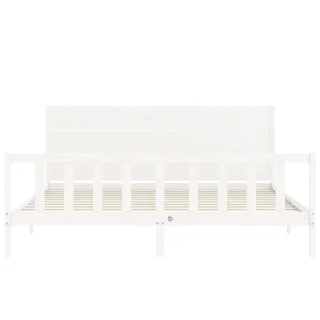 Cadre de lit sans matelas blanc 200x200 cm bois massif de pin