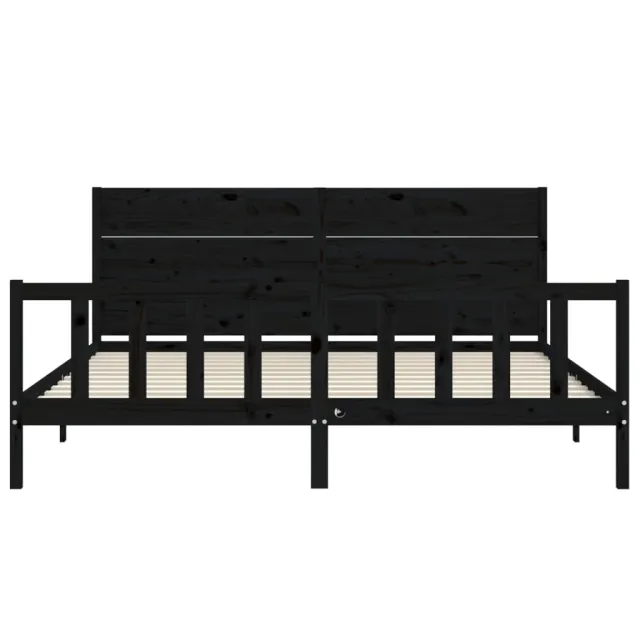 Cadre de lit sans matelas noir 200x200 cm bois massif de pin