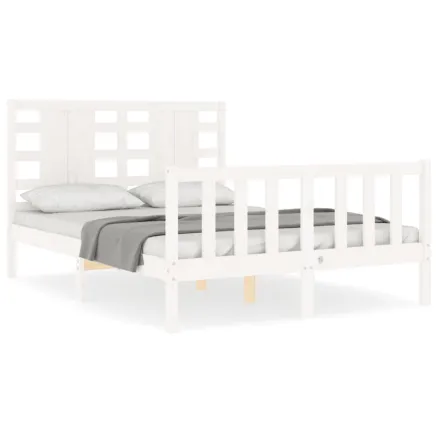 Cadre de lit sans matelas blanc bois de pin massif 2