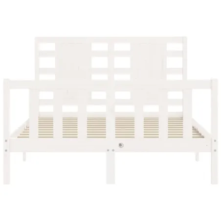 Cadre de lit sans matelas blanc bois de pin massif