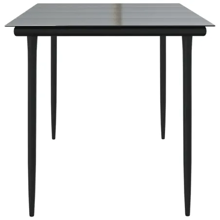 Table à dîner de jardin Noir 160x80x74 cm Acier et verre trempé