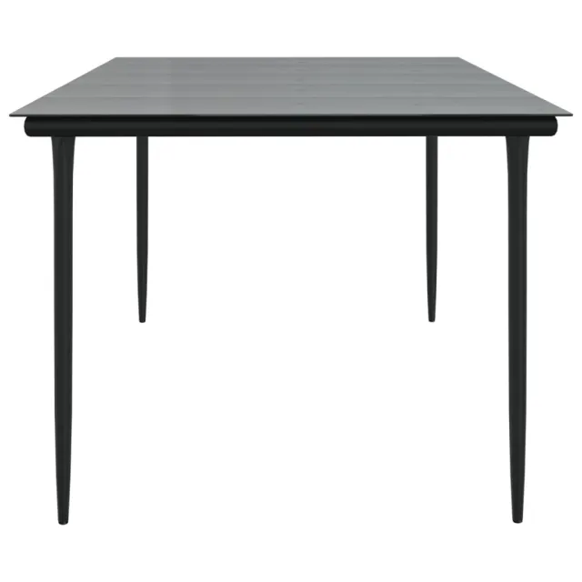 Table à dîner de jardin Noir 200x100x74cm Acier et verre trempé