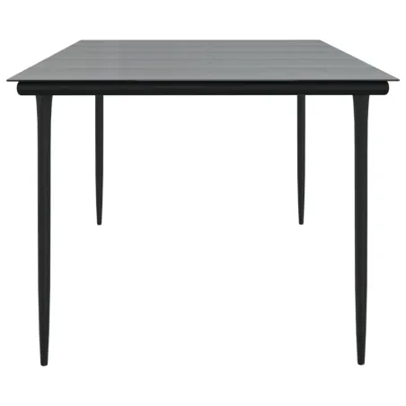 Table à dîner de jardin Noir 200x100x74cm Acier et verre trempé