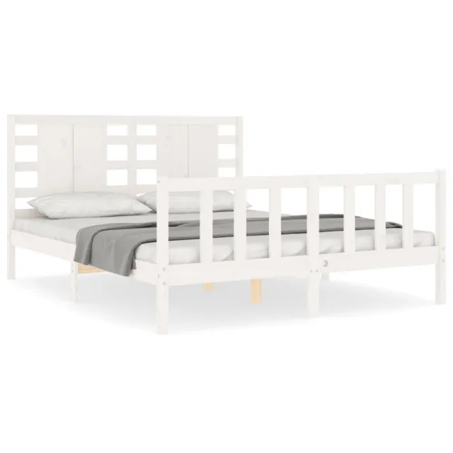 Cadre de lit sans matelas blanc bois de pin massif