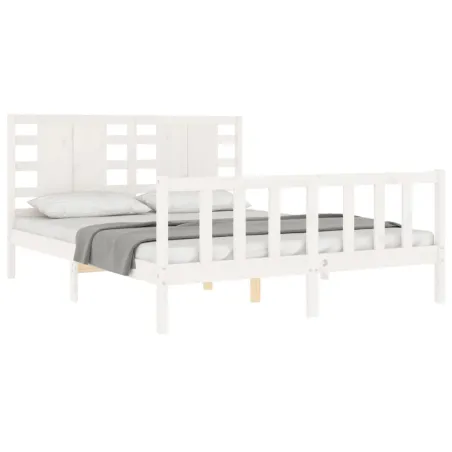 Cadre de lit sans matelas blanc bois de pin massif