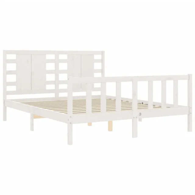 Cadre de lit sans matelas blanc bois de pin massif
