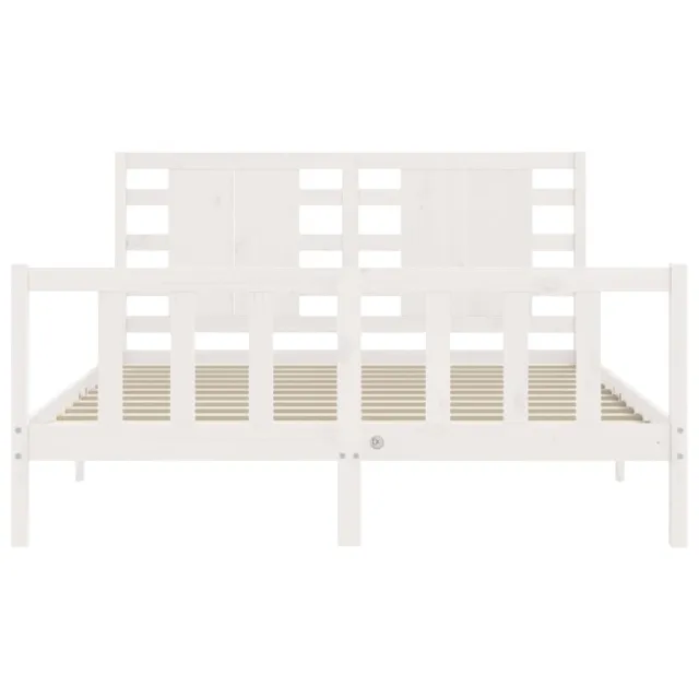 Cadre de lit sans matelas blanc bois de pin massif