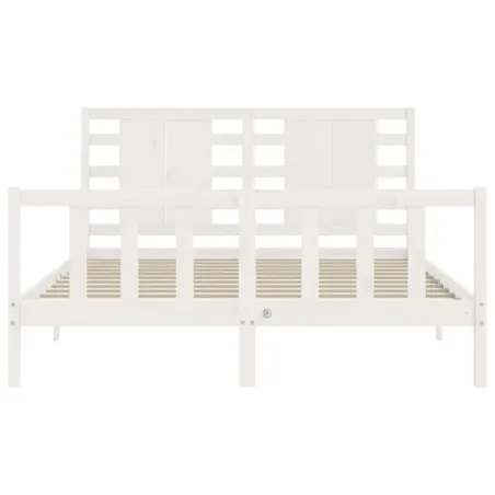 Cadre de lit sans matelas blanc bois de pin massif