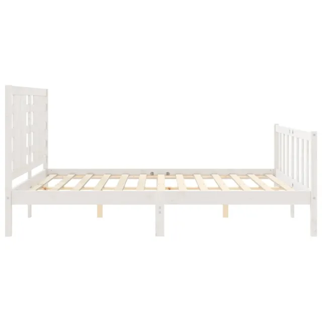 Cadre de lit sans matelas blanc bois de pin massif