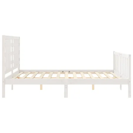 Cadre de lit sans matelas blanc bois de pin massif