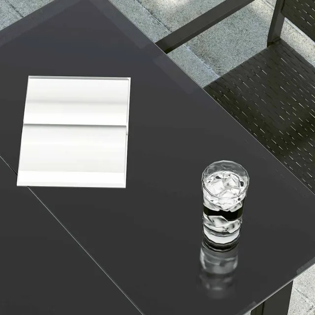 Table à dîner de jardin Noir 160x80x74 cm Acier et verre trempé