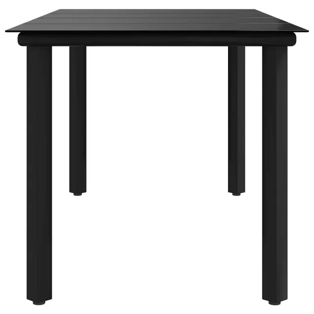 Table à dîner de jardin Noir 160x80x74 cm Acier et verre trempé