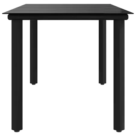 Table à dîner de jardin Noir 160x80x74 cm Acier et verre trempé