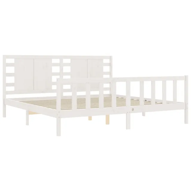 Cadre de lit sans matelas blanc 200x200 cm bois massif de pin