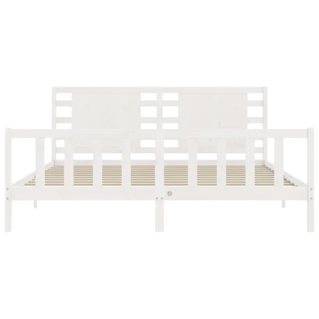 Cadre de lit sans matelas blanc 200x200 cm bois massif de pin