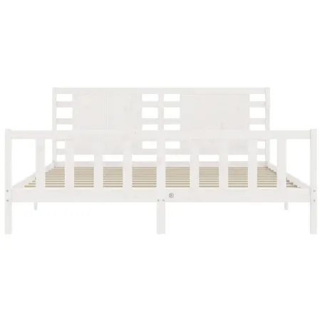 Cadre de lit sans matelas blanc 200x200 cm bois massif de pin