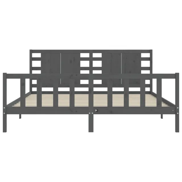 Cadre de lit sans matelas gris 200x200 cm bois massif de pin