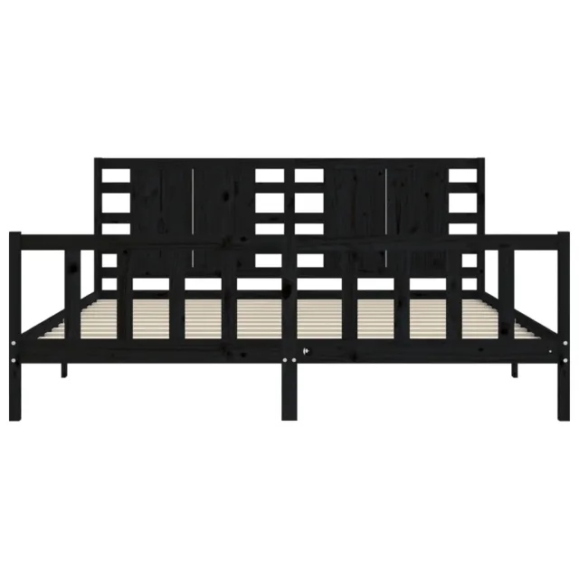 Cadre de lit sans matelas noir 200x200 cm bois massif de pin