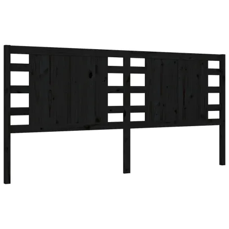 Cadre de lit sans matelas noir 200x200 cm bois massif de pin