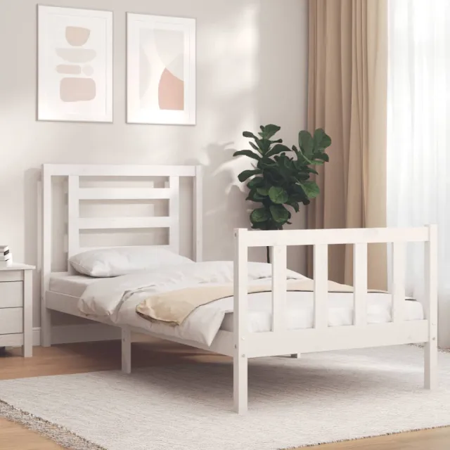 Cadre de lit sans matelas blanc bois de pin massif