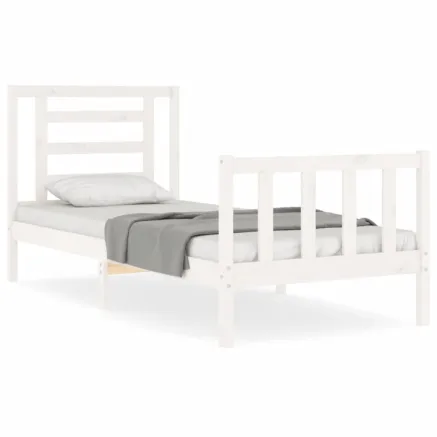 Cadre de lit sans matelas blanc bois de pin massif 2