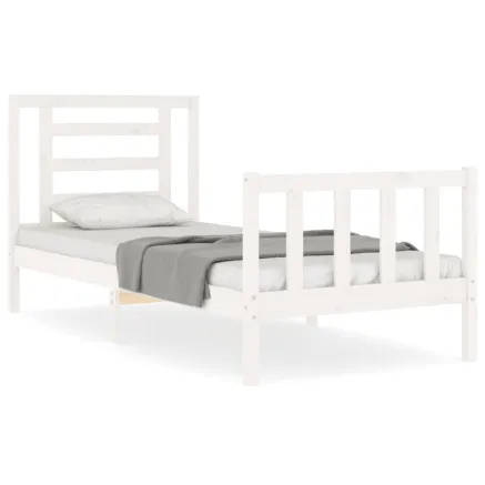 Cadre de lit sans matelas blanc bois de pin massif 2