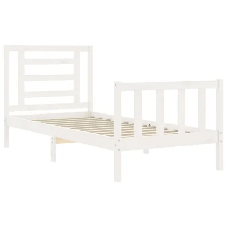 Cadre de lit sans matelas blanc bois de pin massif