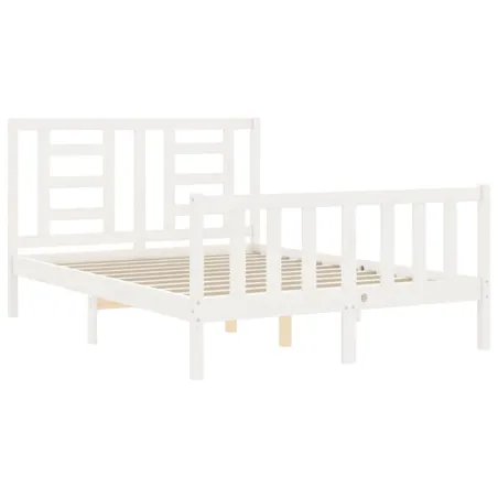 Cadre de lit sans matelas blanc bois de pin massif